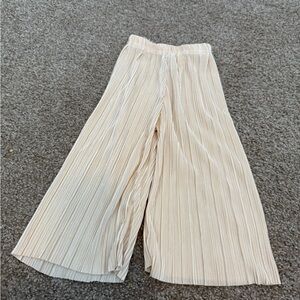 Kids Beige Pleated Trousers